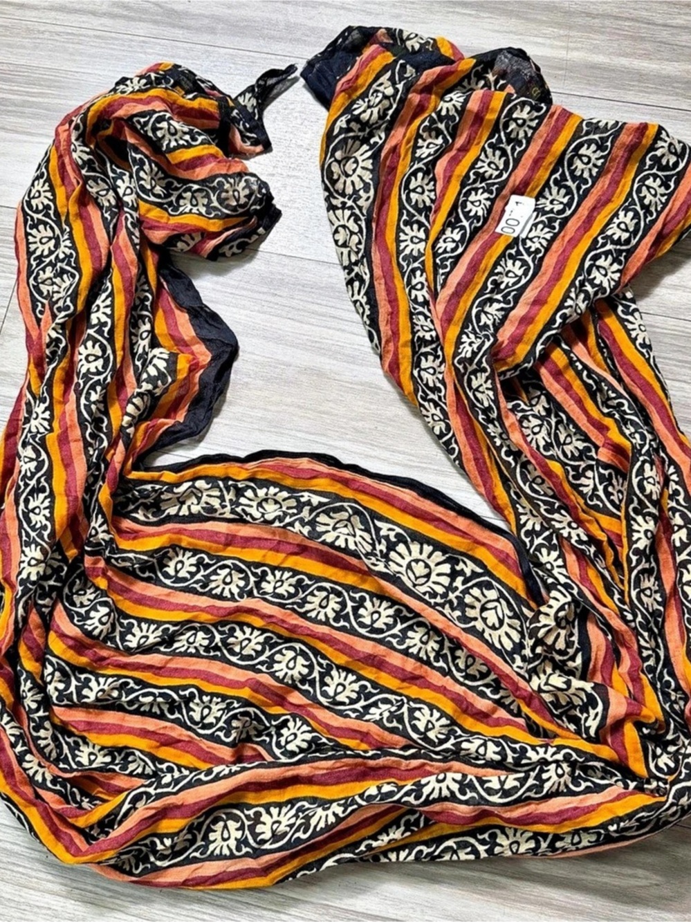 Striped Scarf in Black & Orange